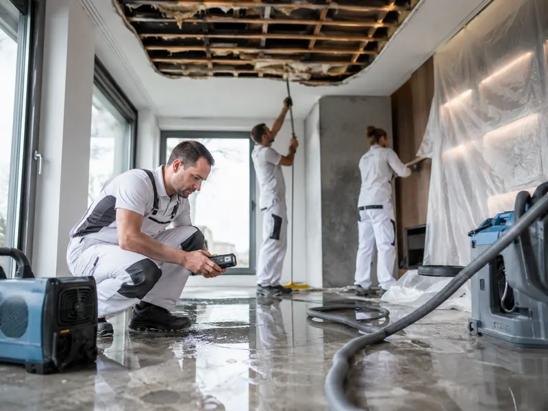 Technische Trocknung und Rückbau bei einer Schadensanierung nach Wasserschaden